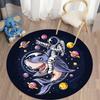Spaceman Round Rug Cartoon Round Carpet for Living Room Kids Room Astronaut Floor Mat Children Bedroom Soft Kitchen Area Rug