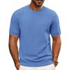 Men's Summer T-shirt Knitted European And American Retro Style Round Neck Long Sleeved Shirt