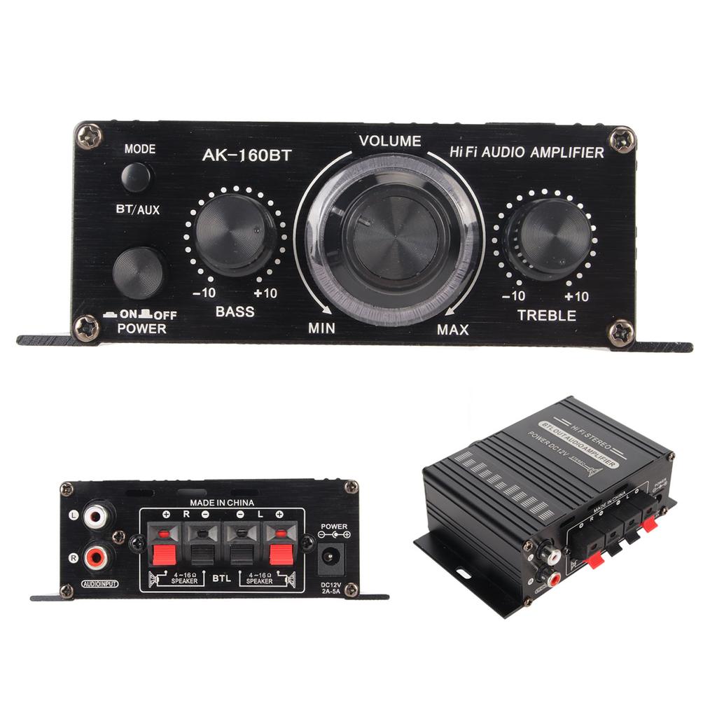 Bluetooth 5.0 Power Amplifier Clear Sound Quality Aluminium Alloy 20Hz To 20KHz 12V Universal for Car Home