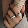 Vintage Square Blue Zircon Open Rings for Women Men New Fashion Simple Adjustable Finger Rings Party Jewelry Gifts