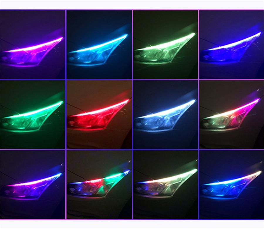 2X 60Cm Rgb Sequential Led Daytime Running Lamp Drl App Bluetooth Remote Control