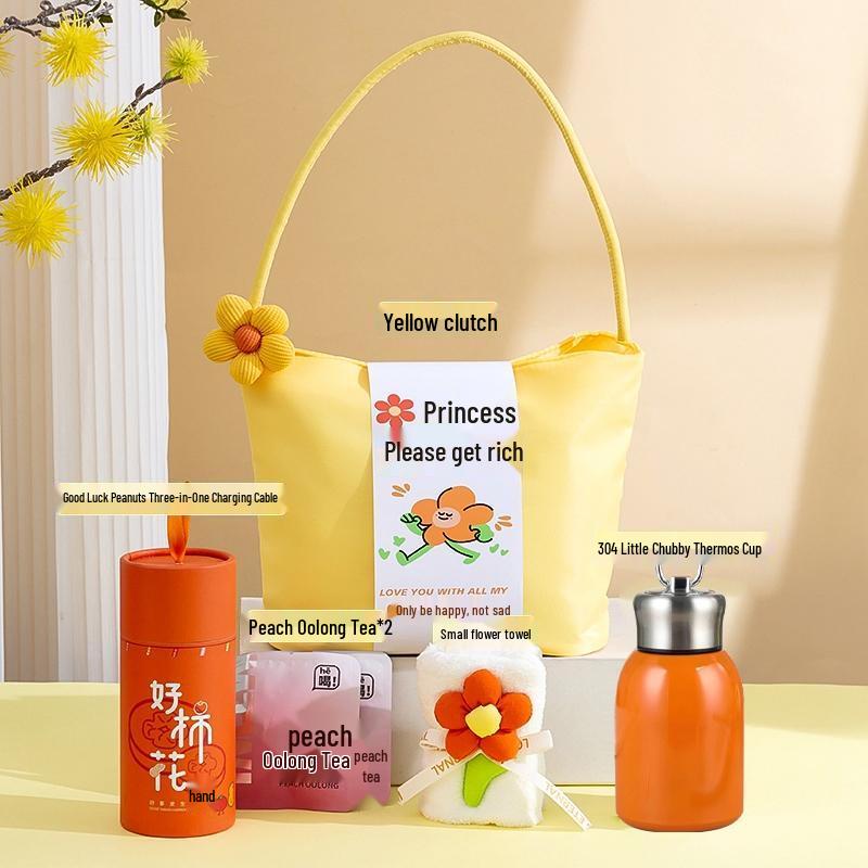 HANDUNYOU Light Luxury Yellow Handbag Gift Set