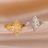 Women Witch Knot Ring Adjustable Stainless Steel Gold Color Vintage Wicca Jewelry Gift Witchcraft Amulet
