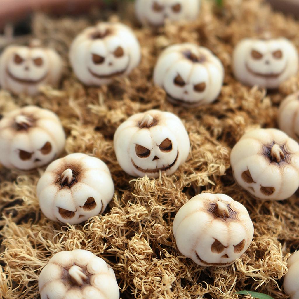 20Pcs Mini Ghost Face Pumpkin Decor Set - Halloween Resin Ornaments for Garden Potting, Micro Landscape & Party Decoration