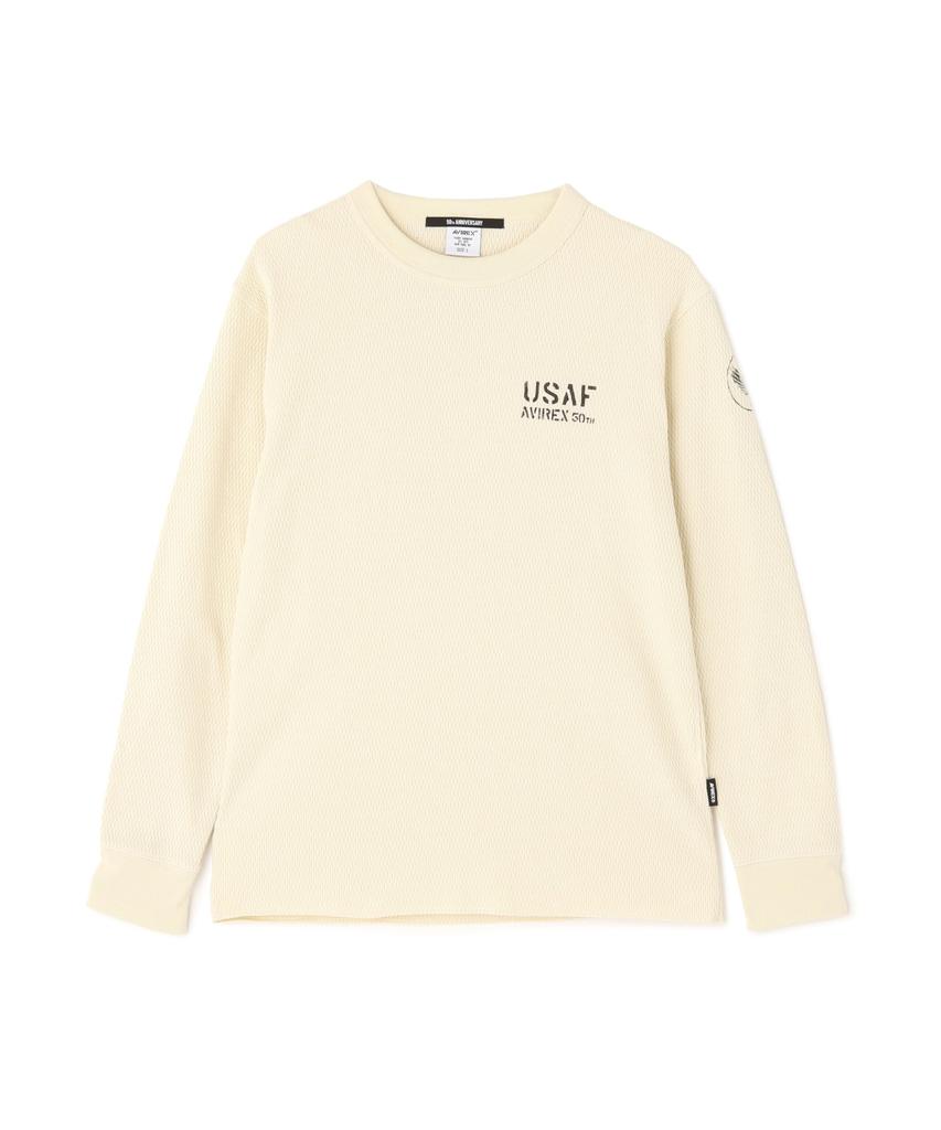 AVIREX HONEYCOMB WAFFLE USAF L/S T-SHIRT XL natural 783-5230030