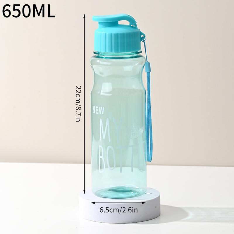 650ML Transparent&Bärbar Läckagesäker Shaker Sportvattenflaska med Lock För Skola Gym Resor Flicka Pojke BPA-fri