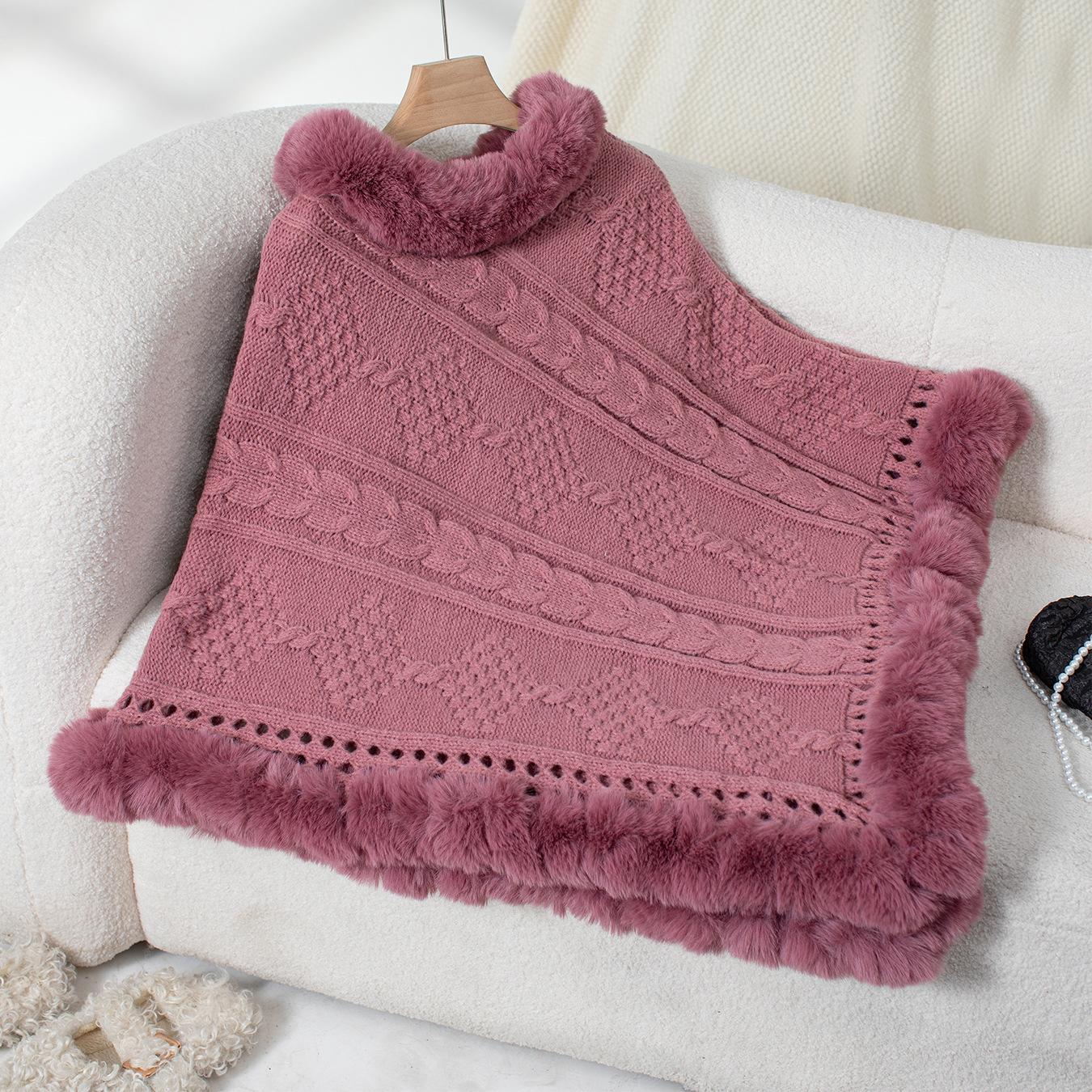 

Осень и Зима Женский Однотонный Свободный Кардиган-Плащ Кросс-Боди с Рукавами Летучая Мышь Трикотаж Свитер со Стойкой Воротником One Size розы красного