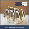 Tempered Glass Mug Set with Gold Rack