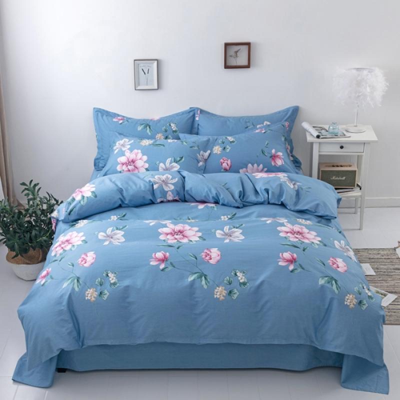 

3PC 100% Cotton Duvet Cover Set Flower Printing Cotton Soft Skin Friendly 1PC Duvet Cover 2PC Pillowcase Bedding 150x200cm 3pcs