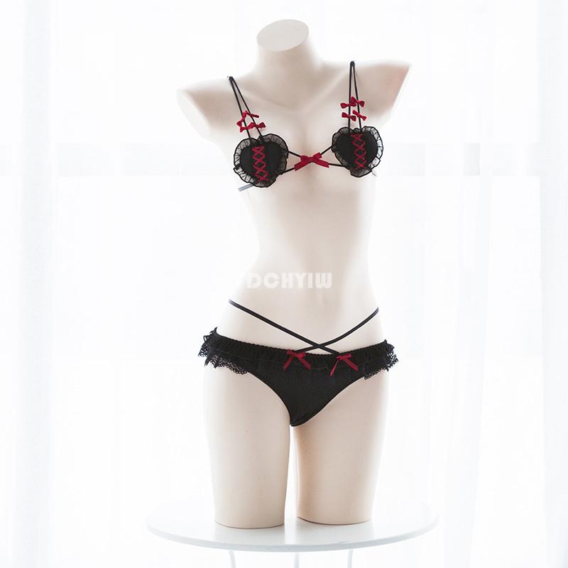 Cute Micro Bikini Sexy Anime Cosplay Lingerie Devil and Angel Lolita Bra and Panty Set Wholesale Women Underwear Exotic Apparel