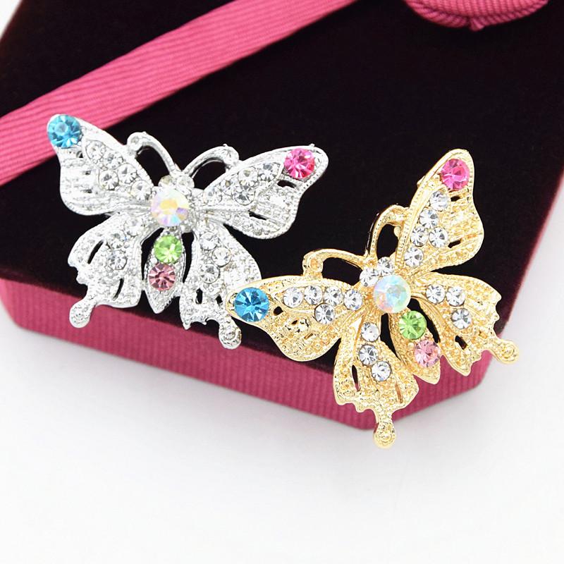 Chic Colorful Diamond Butterfly Brooch Pin - Cute Insect Lapel Accessory