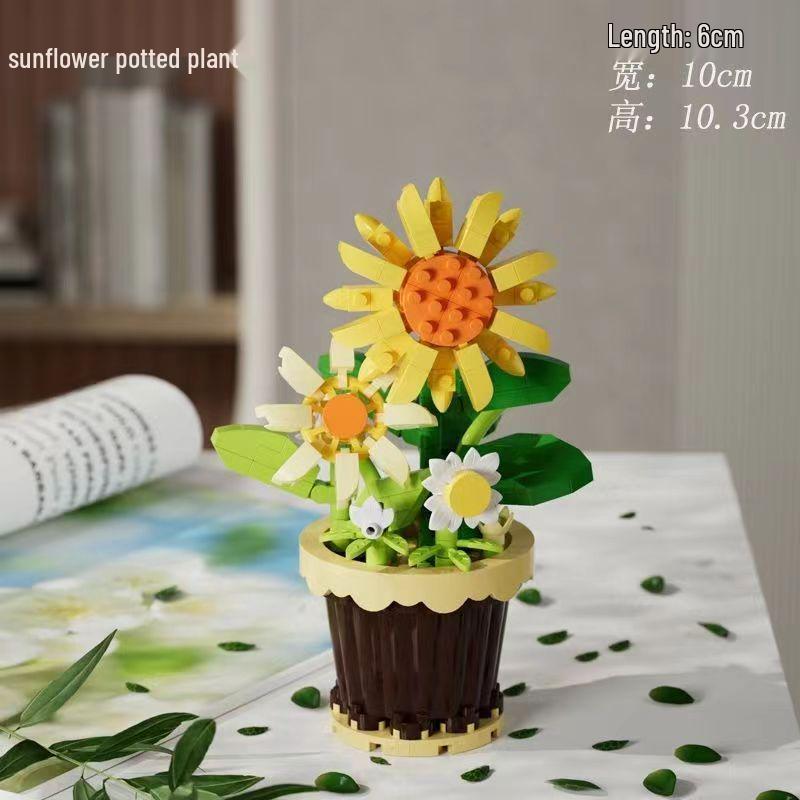 Flower Fairy Sunflower Butterfly Building Blocks - Compatible with Lego, Small Parts, Assembled Ornaments.