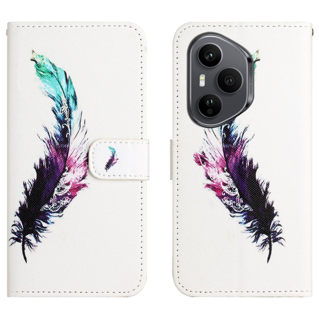 Dla Honor 400 Pro 5G (Światowy) Etui Wzór Nadruk Skóra PU Portfel Pokrowiec na Telefon Tekstura Krzyżowa