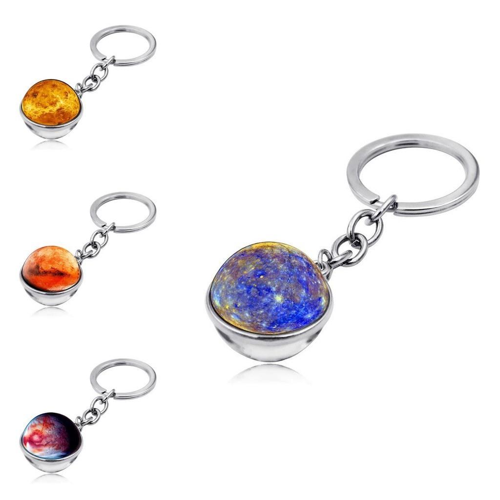 Elegant Zinc Alloy Universe Galaxy Planet Double-sided Glass Ball Keychain