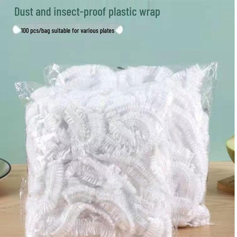 100-Pack Food-Grade Cling Film Sleeve Bags: Odor-Resistant, Stretchable, Tear-Free, Kitchen Essential for Leftovers.