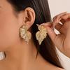 1 Pair of Gold Color Irregular Leaf Pattern Hanging Earrings, Women's Fashionable Classic Holiday Accessories Zircon