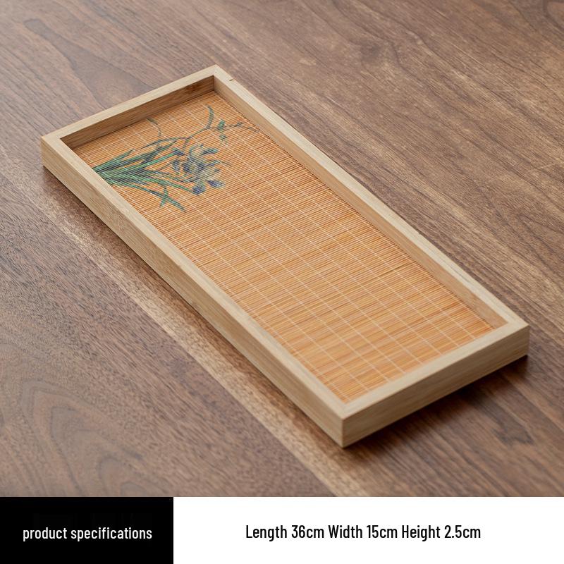 Rectangular Chinese Bamboo Tea Tray for Tea Cups & Brewing