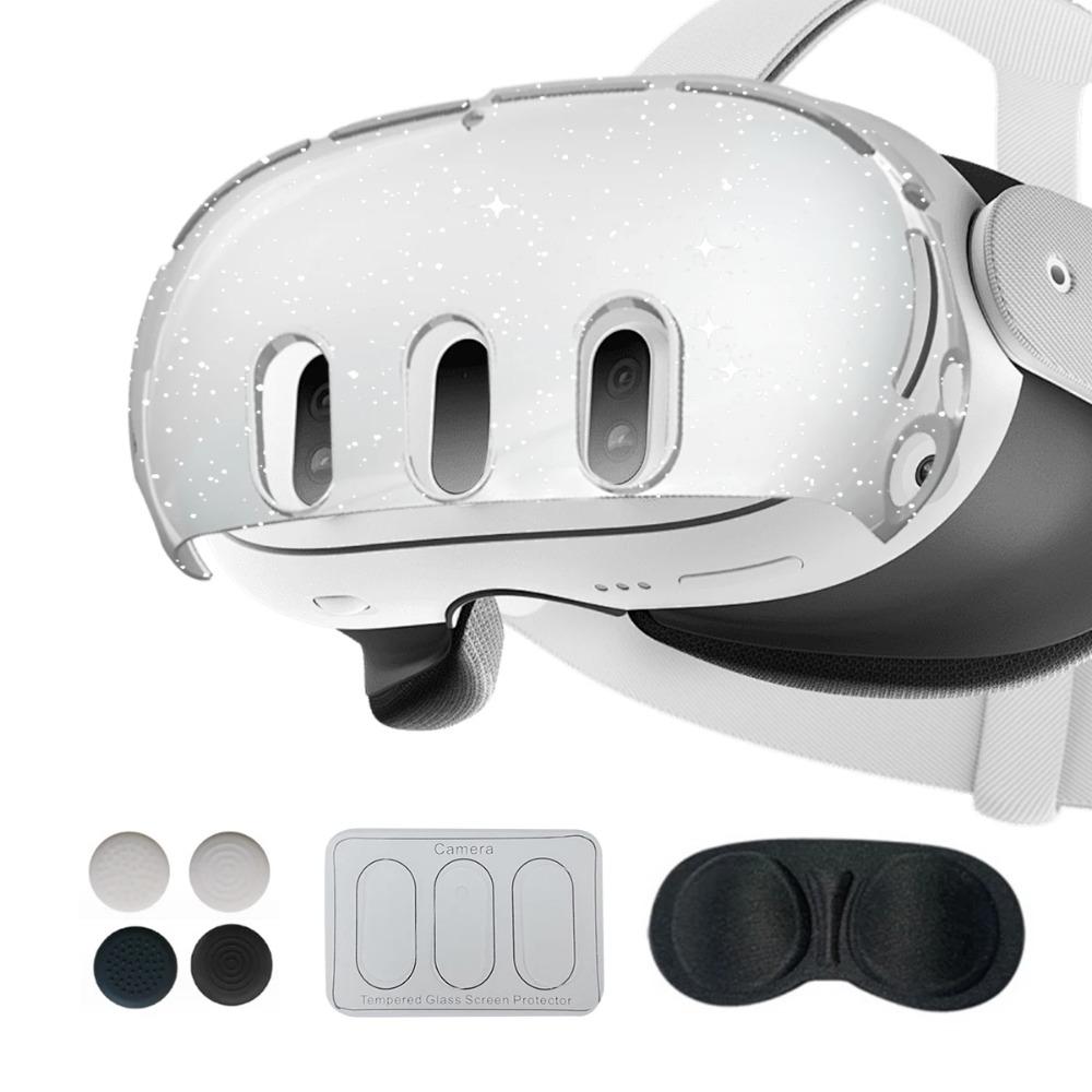 For Meta Quest 3 Headset Q 3 Host Crystal Case Lens Cover Tempered Film Rocker Cap Strong Protection VR Accessories