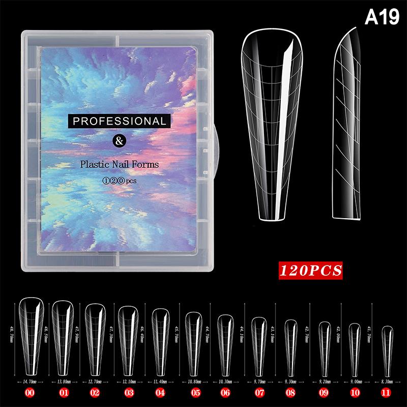 120 Pcs/Set Clear Dual Forms False Nails Full Cover Quick Building Gel Mold Tips Nail Extension Molds Upper Forms For Nails Tips
