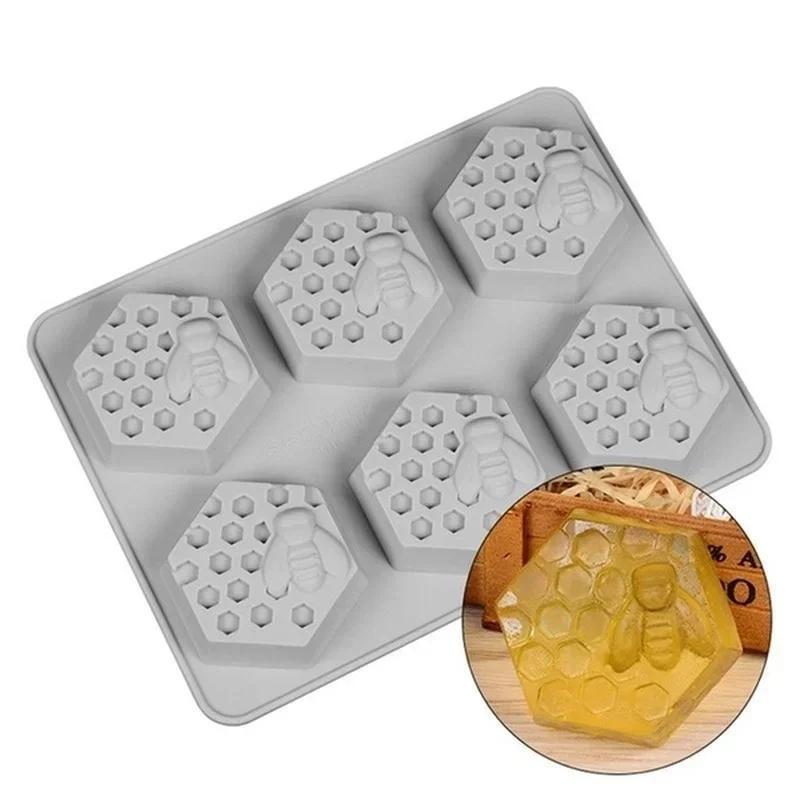 Handmade Creative Diy Soap Silicone Mold Bee Shape DIY Soap Mold Homemade Honeycomb DIY Cake Mold Accessories Crafts