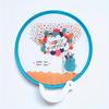 pc Portable Folding Fan With Handle, Cartoon Mini Round Fan, Plastic Summer Accessory, Fancy Style For Creative Party Gift,