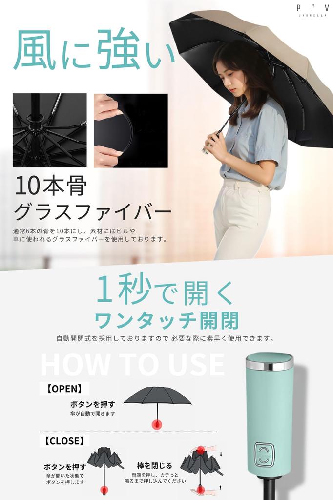Prv in A folding umbrella that keeps your bag dry and feels like For both sunny and rainy large super automatic opening and 10 UV light heat thermal