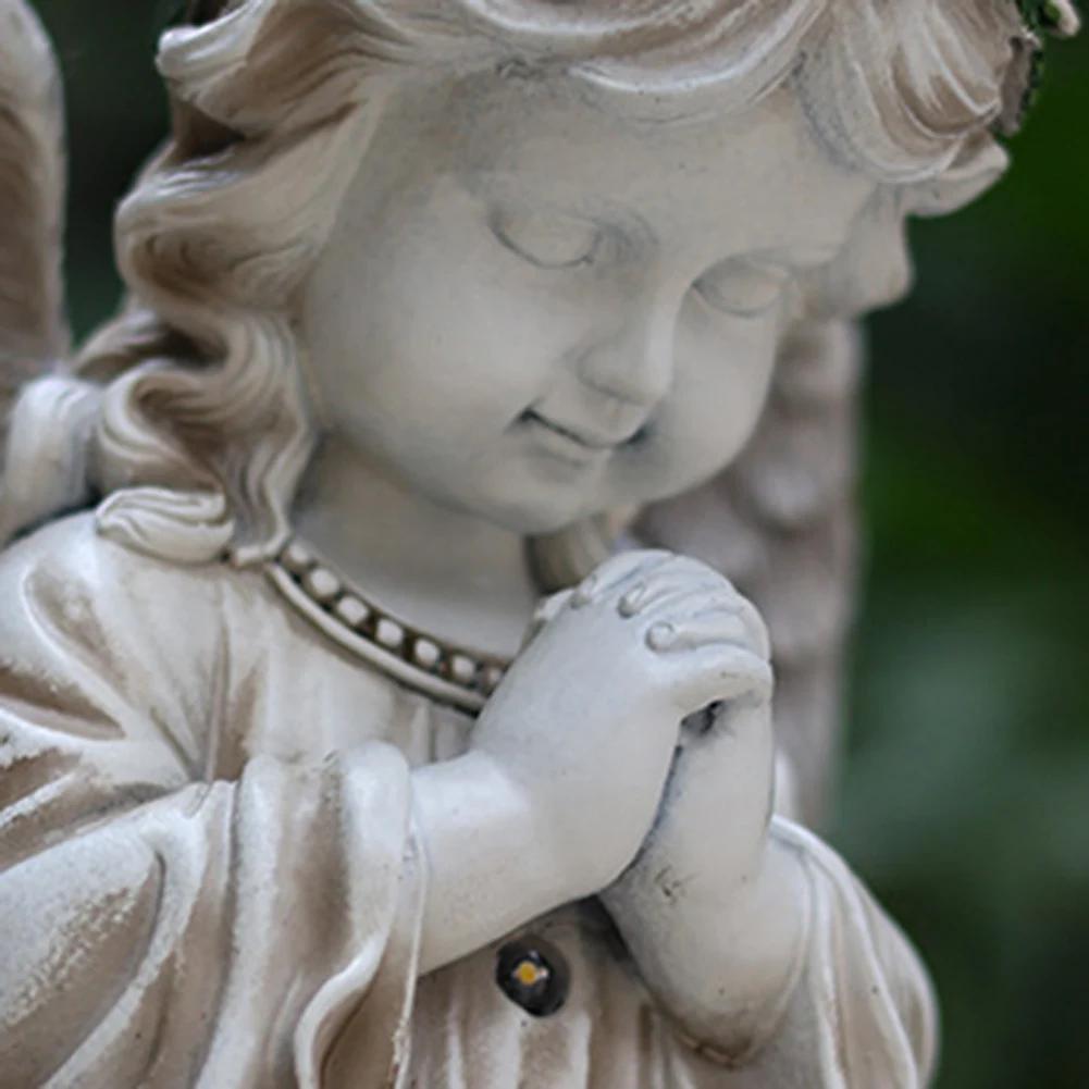 Solar Powered Angel Garden Statue Praying Angel Outdoor Garden Decoration 19*18*24 For Decorate Lawn Courtyard Terrace