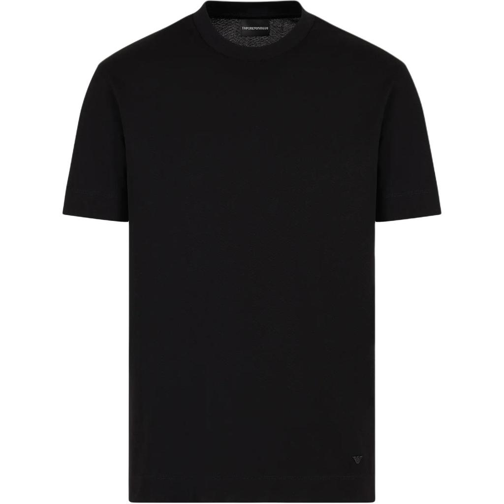 Emporio Armani Solid Color Textured Jacquard Crew Neck Pullover Straight Fit Short Sleeve T-Shirt Men T-shirts Black 6D1TT7-1JGYZ-0034