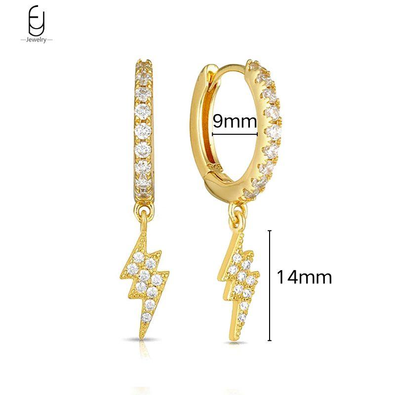 925 Silver Needle Vintage Gold Earrings for women Fashion Lightning Pendant Hoop Earrings Wedding High Luxury Jewelry