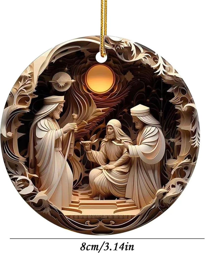 Christmas Nativity Car Pendant Acrylic Three-dimensional Vision Nativity Blessing Pendant