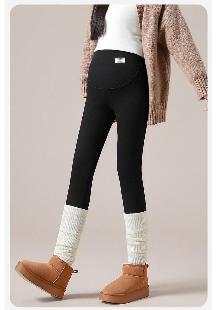 2025 Women's Plus Size Winter Maternity Leggings with Fleece Lining