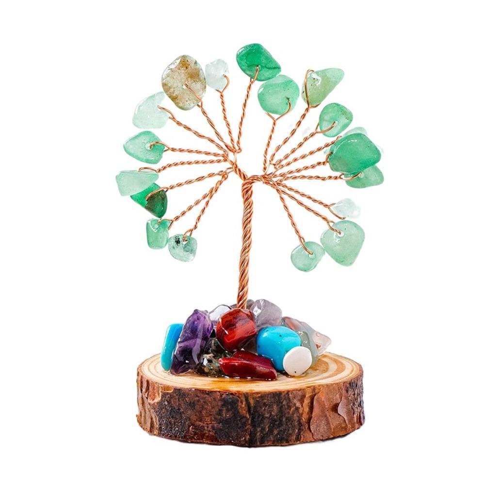 Copper Wire Crystal Wishing Tree Positive Energy Fortune Tree Figurine Mini Crystal Trees  Desk