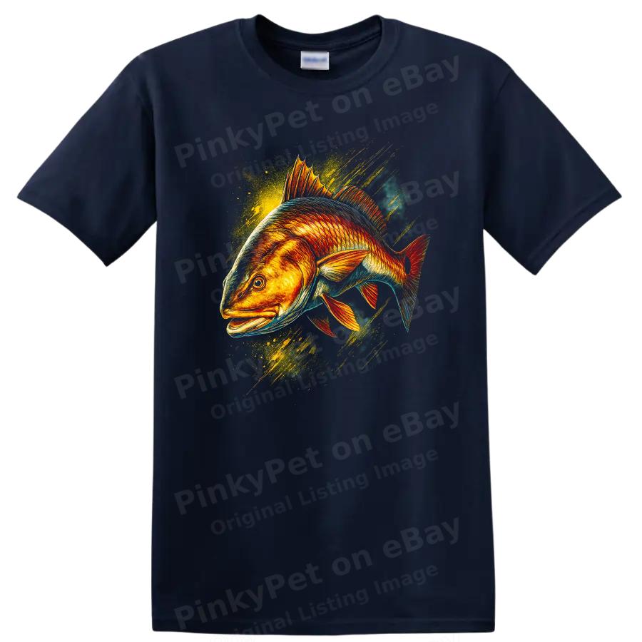 Fish Graphic Art T Shirt Colorful Bass Aquatic Design Fishing Lover Tee