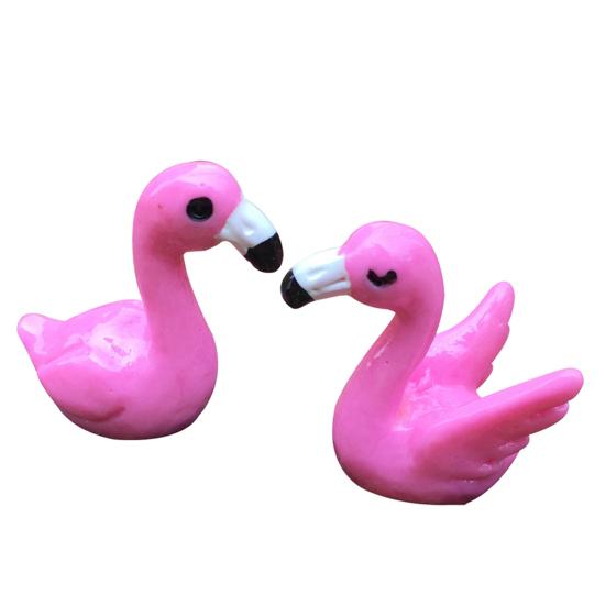 2Pcs Flamingo Toys Vivid Exquisite Small Mini Lovely Flamingo Figurine Desk Decor
