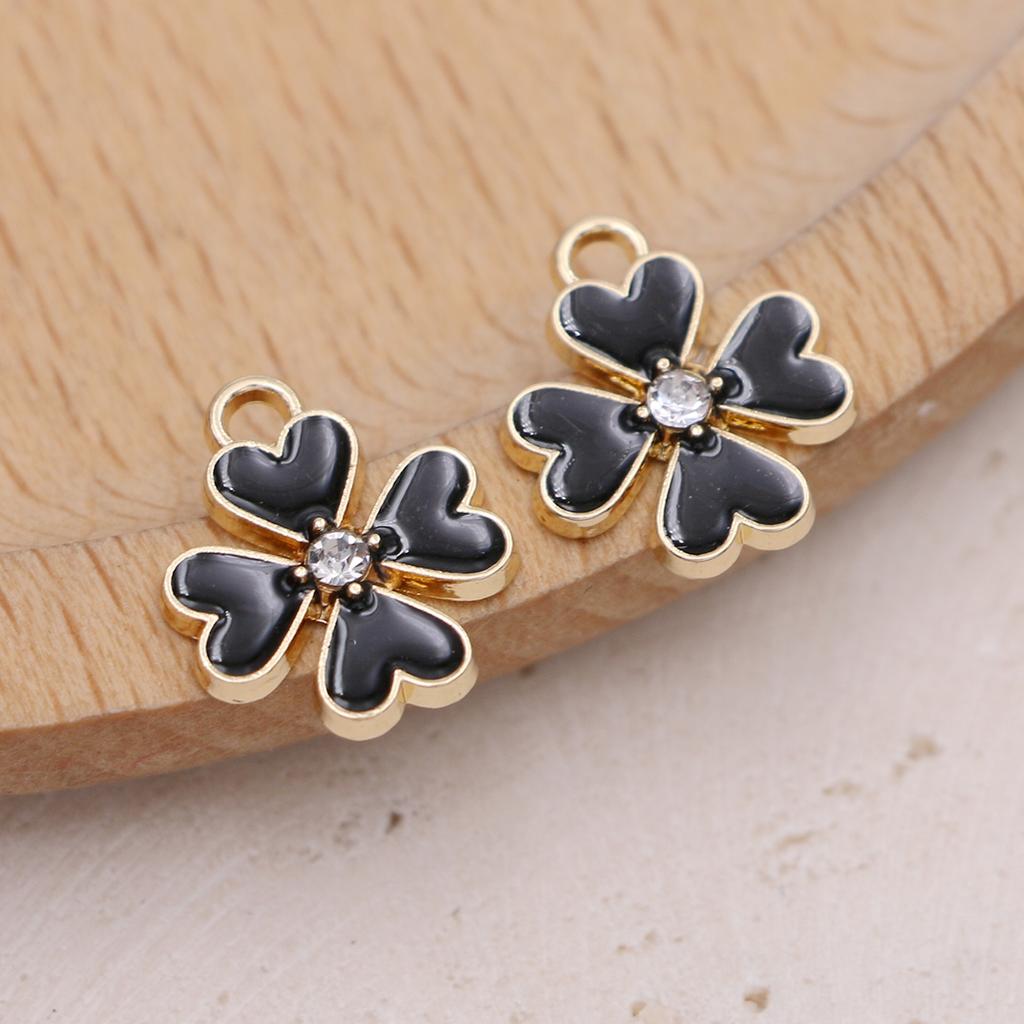 10Pcs Gold Plated Enamel Clover Charm Pendant For Jewelry Making Earrings Bracelet Necklace Accessories Diy