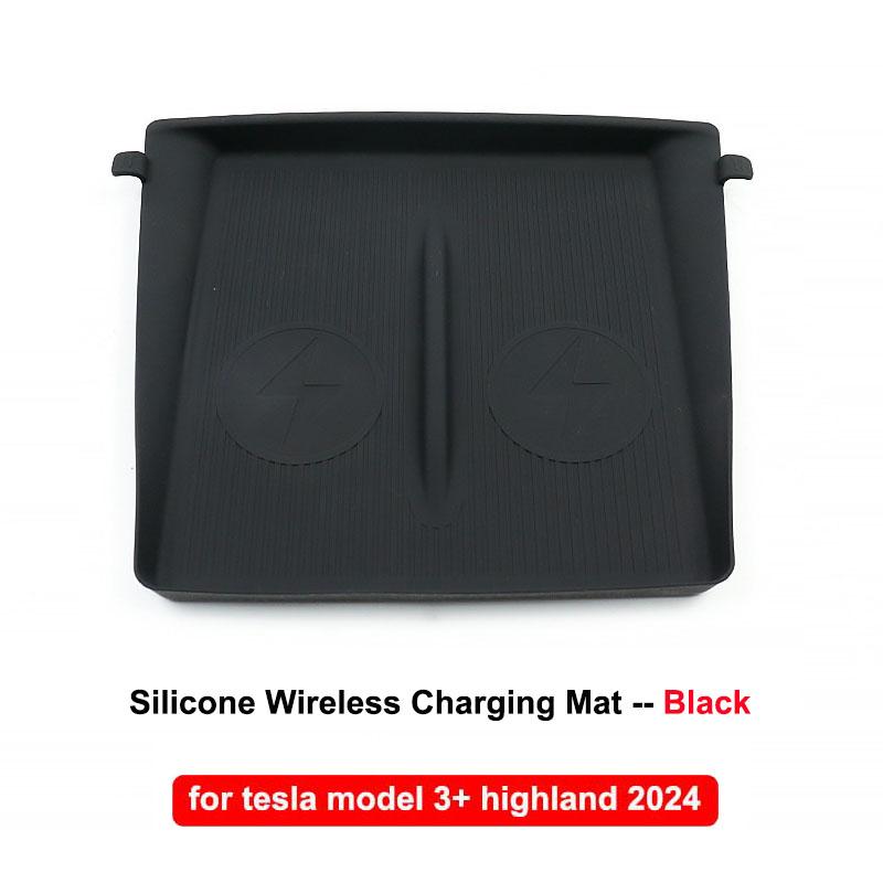 For Tesla Model Y Juniper 2025 Model 3 Highland 2025 Silicone Wireless Charging Pad Charger Protect Cover Non-Slip Dust-Proof