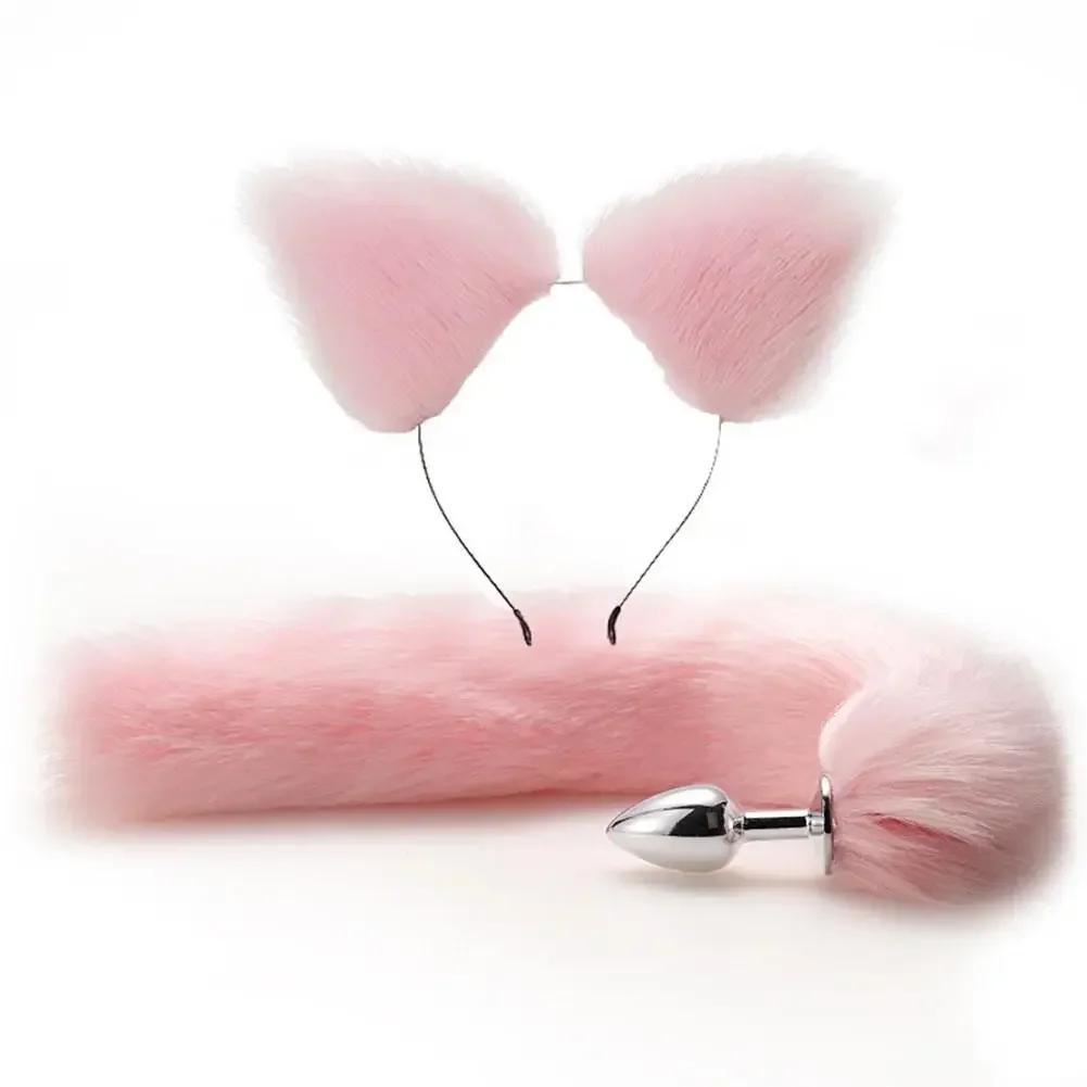 Butt Plug Anal Sex Toys Sexy Plush Cat Ear Headband Necklace Set Massage Sex toys For Women Couples Cosplay Fox Tail