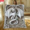 White Dragon Stone Texture Print Decorative Throw Blanket for Sofa, Bed, Home Decor, Office, Travel, and Camping