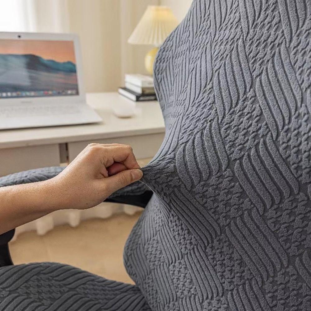 1Set Elastic Stretch Chair Cover Set Dustproof Fleece Jacquard Gaming Chair Covers with Armrest Cover Universal