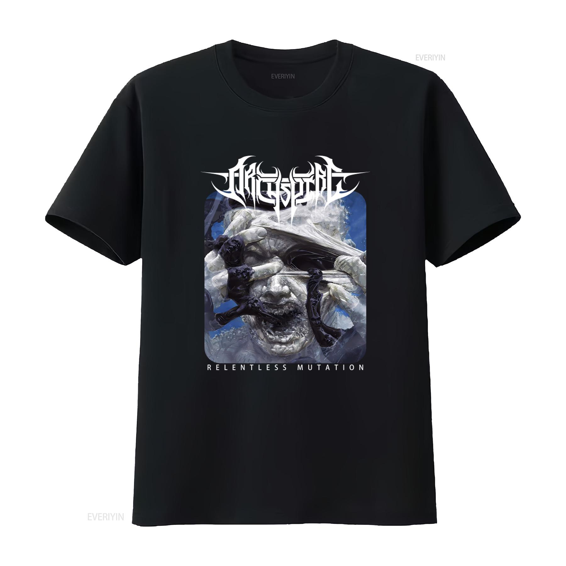

ARCHSPIRE Relentless Mutation T Shirt for Men Heavy Metal Band Merch vintage Washed Top For Everyday Wear Soft Versatile Casual 4XL