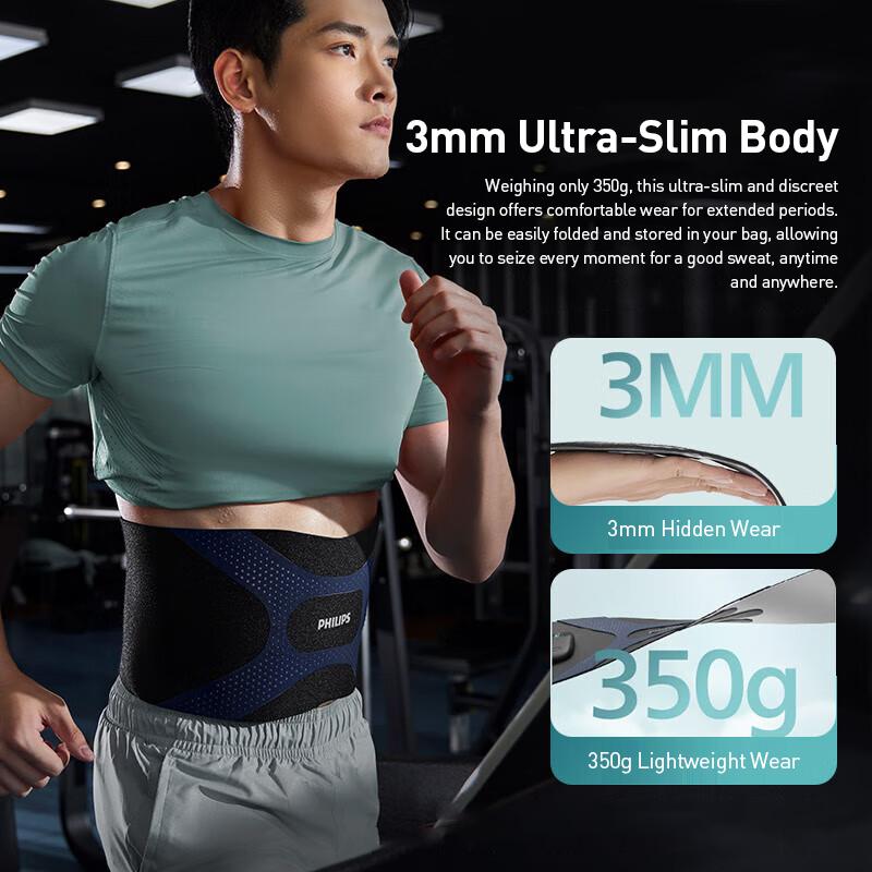 Philips EMS Abdominal Muscle Belt Silver Ion Sweat Technology 3D Dynamic EMS Relaxation