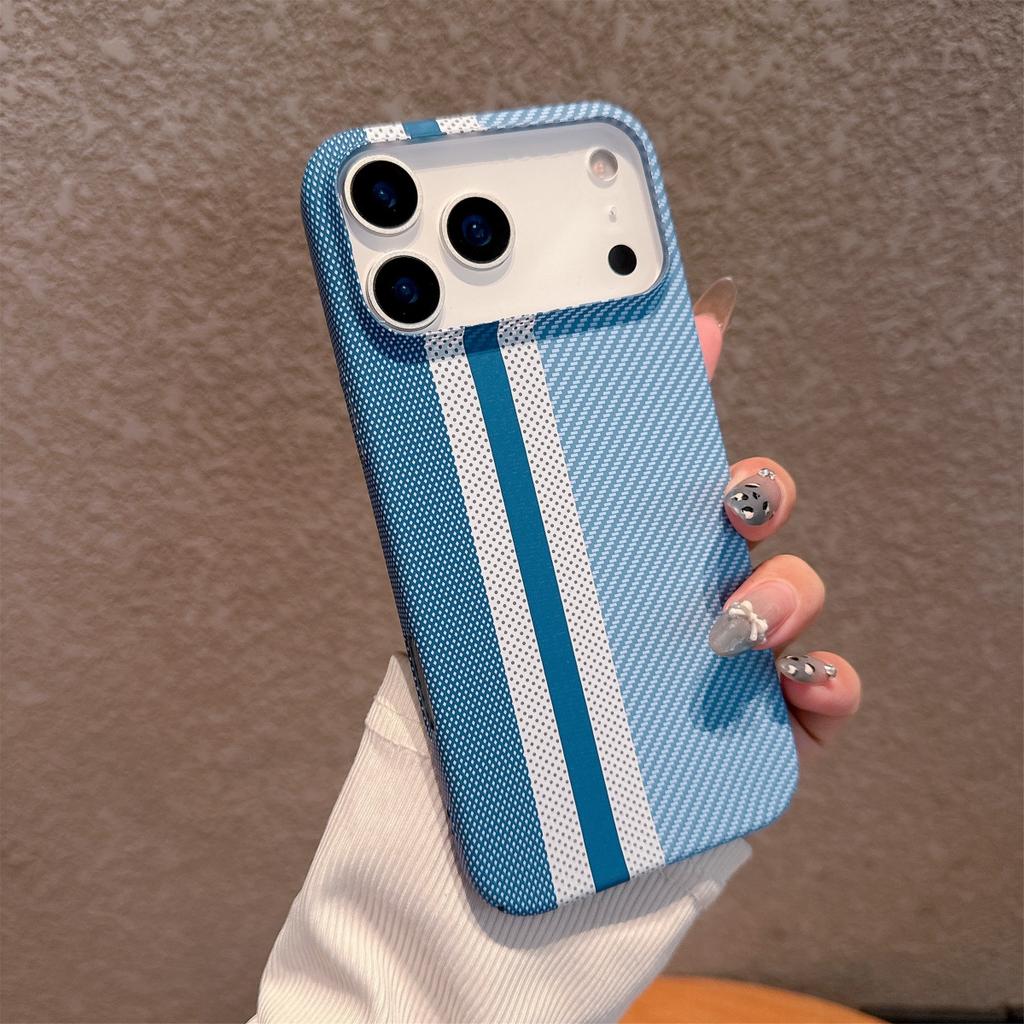 Retro Carbon Fiber Kevlar Pattern Hard Case For iPhone 17 Air 16 15 14 Plus 13 12 Pro Max 11 Lines Texture Bumper Cover