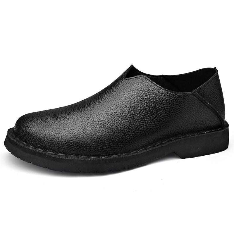 Men s Plus Size Leather Loafers – Casual Hand-Stitched Slip-On Shoes 43