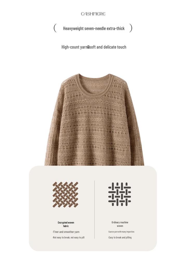 Women's Cashmere Round Neck Pullover Sweater - Fashionable and Warm for Autumn and Winter