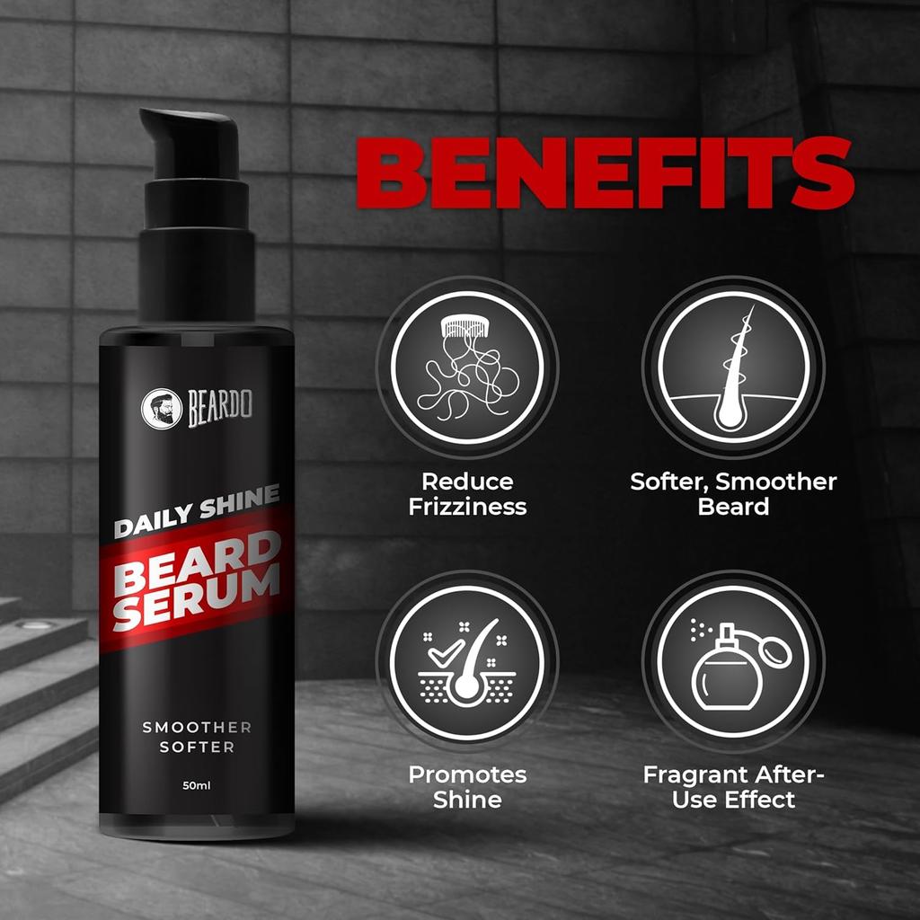 Beardo Godfather Beard Wash 100ml & Serum 50mlSet of 2 – Deep Hydration, Frizz Control, Softens Beard for Grooming Men