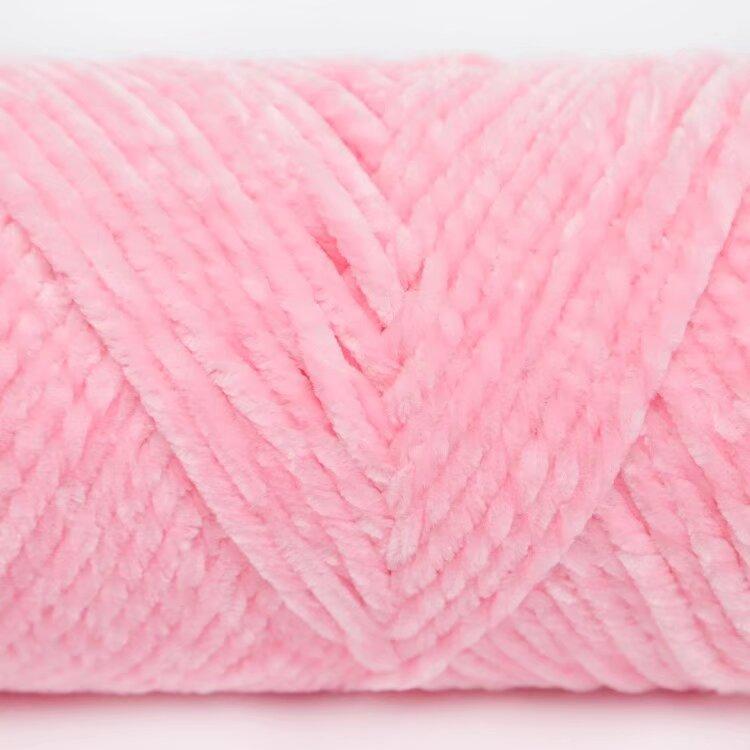 3 Strands Glossy Velvet Hand-Woven Thread Woven Scarf Doll Blanket Chenille Thread Segment Dye 100G Ball