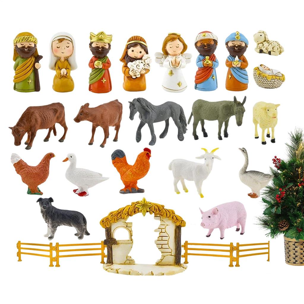 Christmas Advent Nativity Scene Religious Calendar 24 Days Christmas Nativity Scene Set Miniature Nativity Scene Ornament
