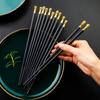 5/10/15Pairs Non-slip High Temperature Resistant Chopsticks Chinese Alloy Chopsticks Reuse Eco-friendly Hot Pot Public Tableware