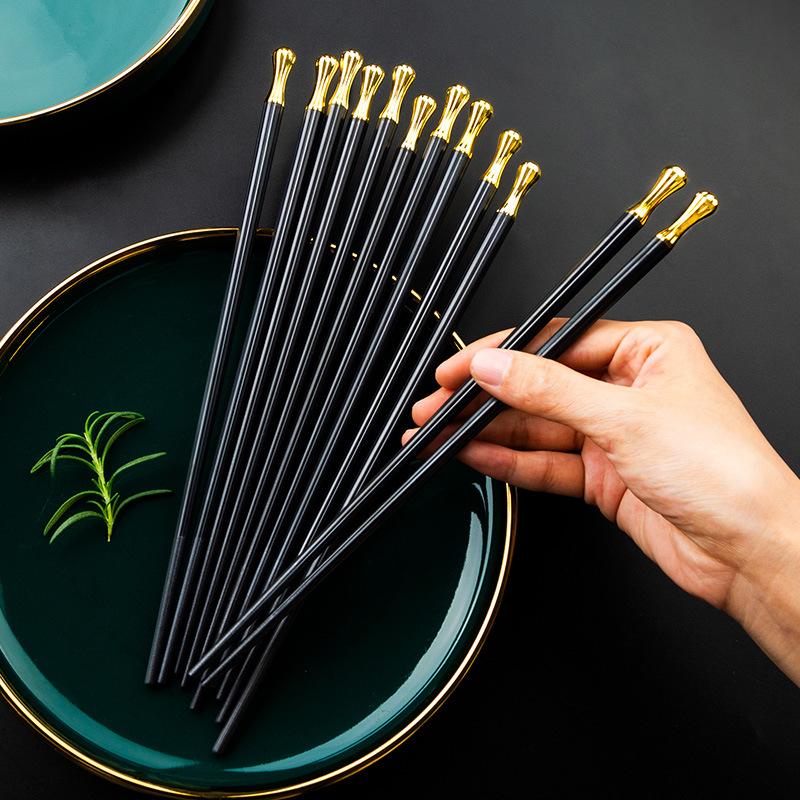 5/10/15Pairs Non-slip High Temperature Resistant Chopsticks Chinese Alloy Chopsticks Reuse Eco-friendly Hot Pot Public Tableware