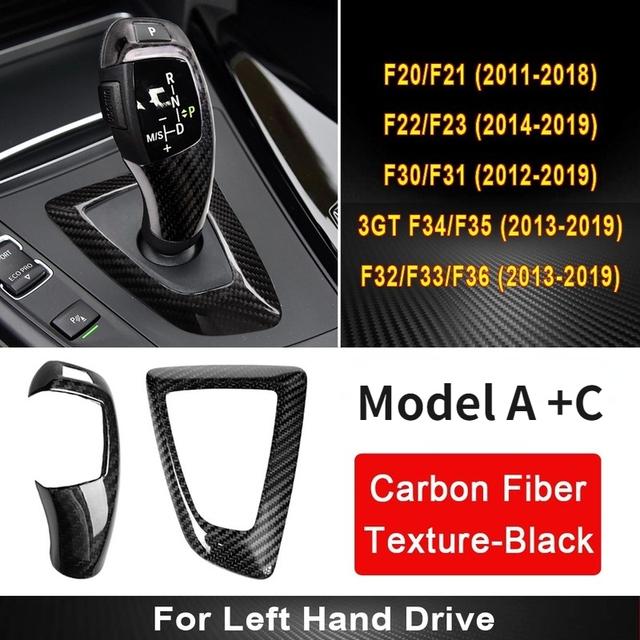 For BMW F20 F21 F22 F23 F30 F34 F10 F11 F07 F18 F25 F26 F15 F16 i8 RHD LHD Real Carbon Fiber Gear Shift Knob Panel Frame Trim